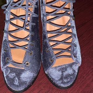 Velvet blue heels